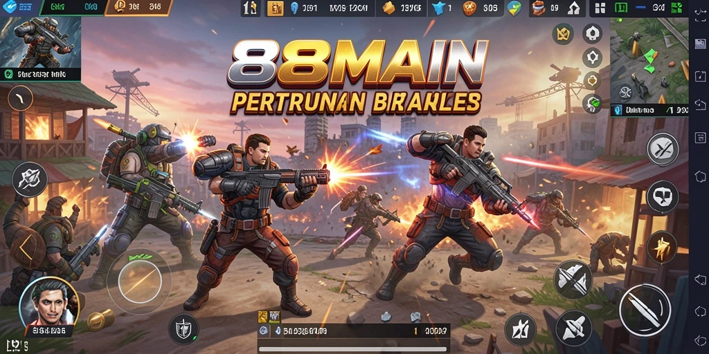 Tampilan mendebarkan dari gameplay Battle Royale yang seru.