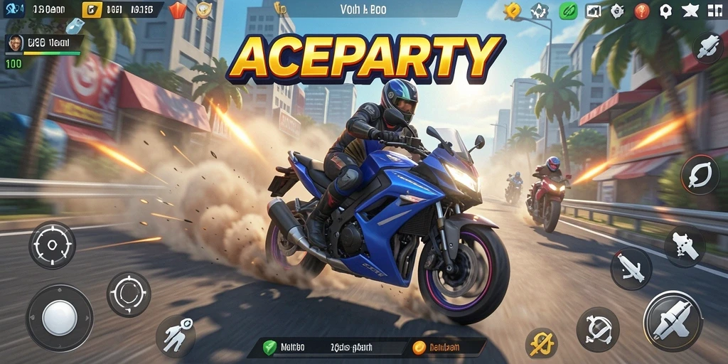 Gameplay balapan motor seru di ACEPARTY.