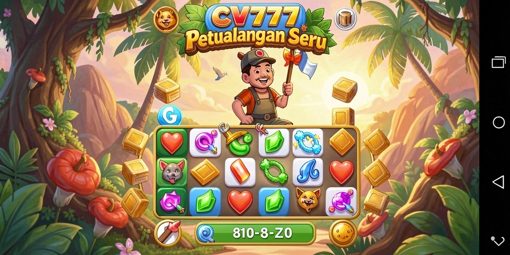 Tangkapan layar gameplay CV777 menampilkan keseruan menyusun kombinasi Match-3.
