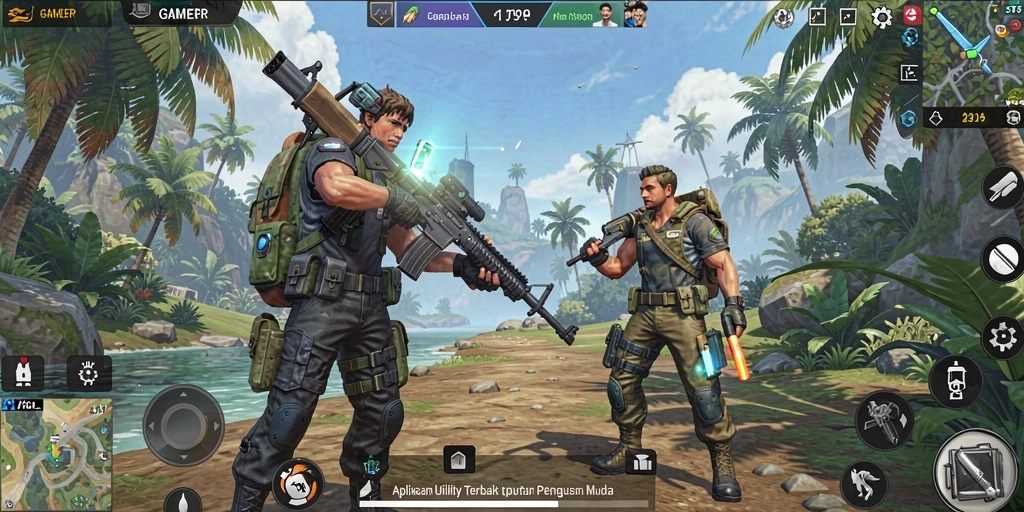 Tampilan antarmuka pengguna <strong>GAMERP</strong> menunjukkan berbagai fitur utility yang menarik.