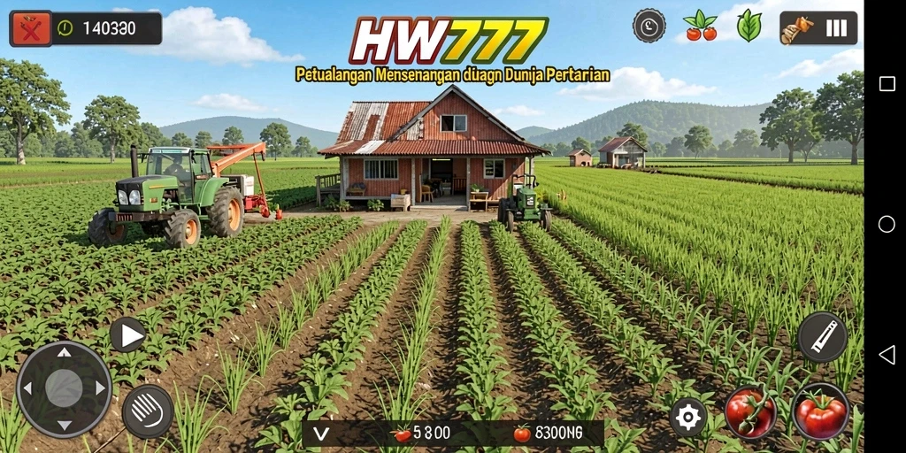 Tampilan gameplay HW777 yang menampilkan aktivitas bertani.