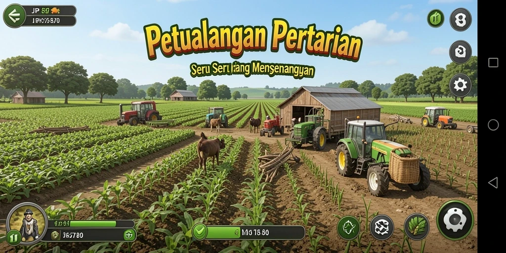 Screenshot JP6789 menampilkan petani yang sukses panen.