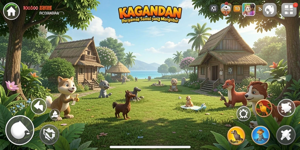 Screenshot KAGANDAN menampilkan gameplay santai dengan level yang berwarna-warni.
