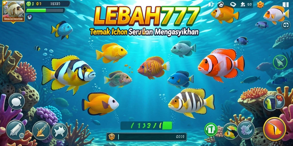 Tangkapan layar utama LEBAH777 menampilkan gameplay Tembak Ikan yang seru.