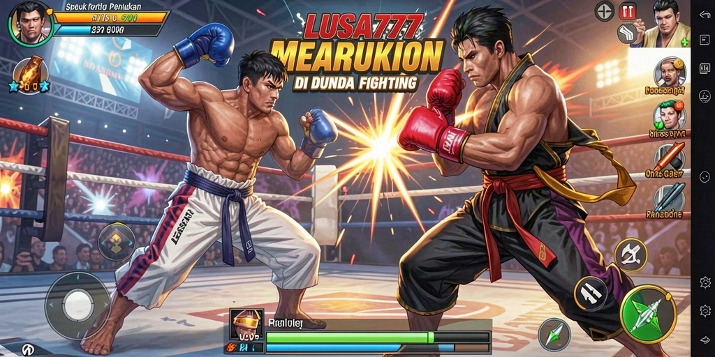 Tampilan gameplay mendebarkan dalam LUSA777 yang memperlihatkan aksi pertarungan intens.