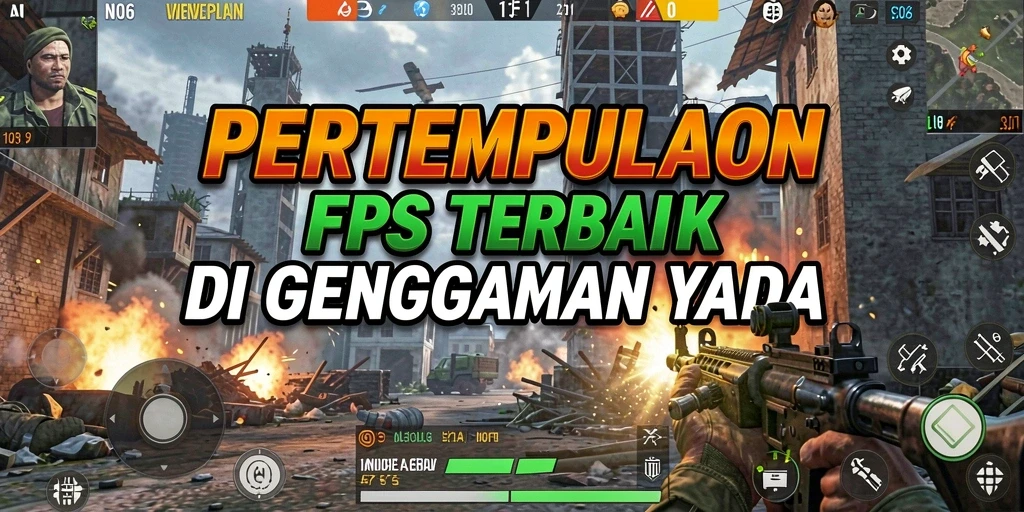 Screenshot menampilkan aksi intens gameplay N06 dalam pertempuran FPS.