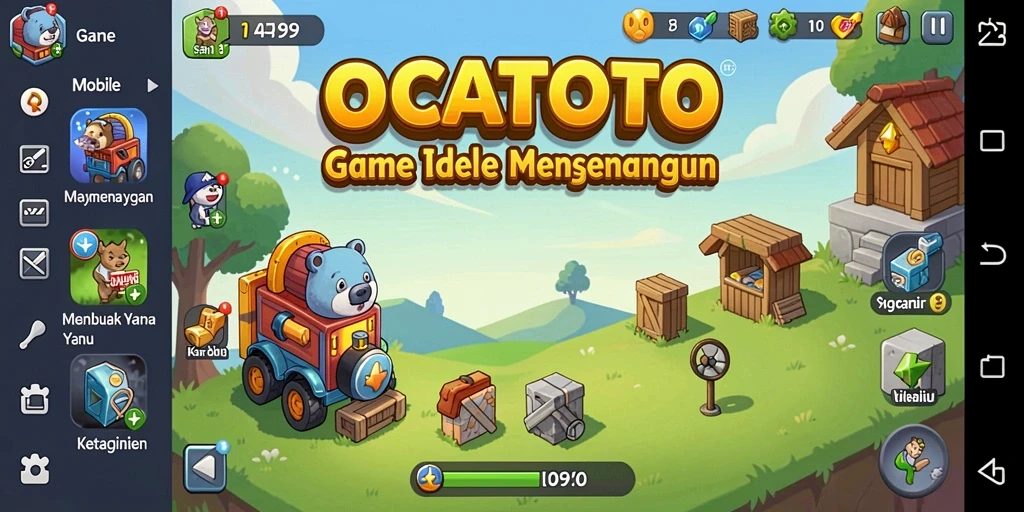 Tangkapan layar gameplay OCATOTO menunjukkan karakter yang sedang beraksi dalam permainan Idle.