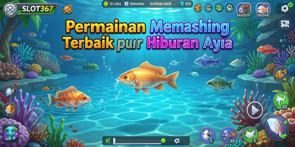 Gameplay memancing yang menarik dengan ikan berwarna-warni.
