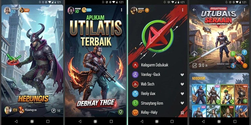Screenshot V21 menampilkan antarmuka aplikasi yang intuitif dan fitur utilitas.